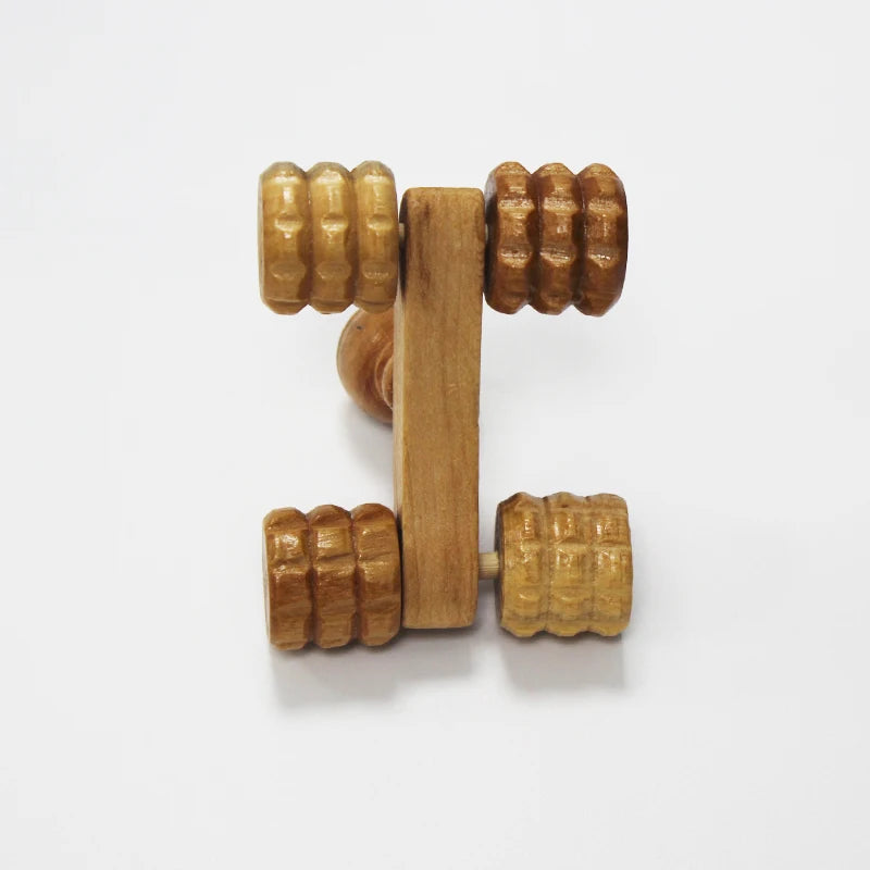 Solid Wood Full-body 4 Wheels Wooden Car Roller Relaxing Hand Massage Tool Reflexology Face Hand Foot Back Body Therapy Product