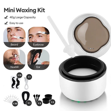 Mini Wax Heater Machine 40g Silicone Bowl Wax Warmer Nose Ear Hair Removal Waxing Kit Wax Bean Wax Heating Melting Pot Melter
