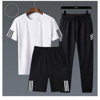 Summer Short-Sleeved T-Shirt Trend Plus Fat Plus Size Fat Casual Loose Three-Piece Summer