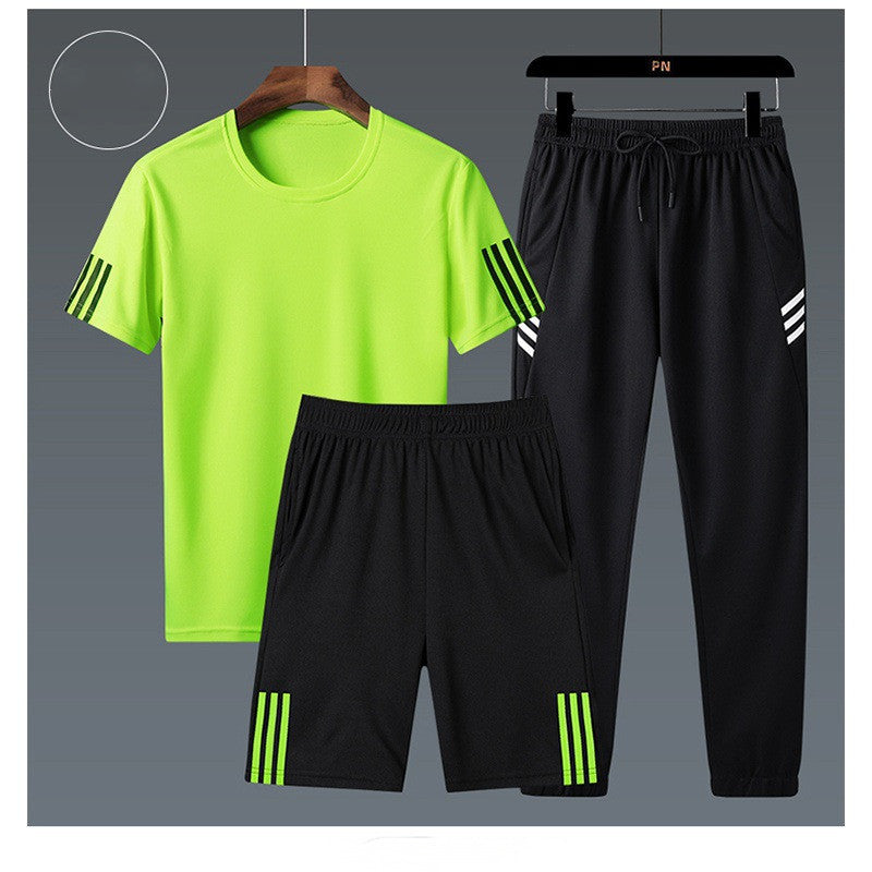 Summer Short-Sleeved T-Shirt Trend Plus Fat Plus Size Fat Casual Loose Three-Piece Summer