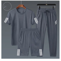 Summer Short-Sleeved T-Shirt Trend Plus Fat Plus Size Fat Casual Loose Three-Piece Summer