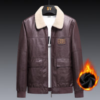 Slim Fit Handsome Workwear Motorcycle Jacket Men's Leather Coat