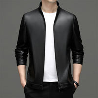 High Quality Leather Jacket Men's Stand Collar Coat