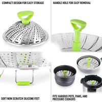 9Inch Stainless Steel Lotus Steaming Tray Folding Food Steamer Vegetable Fruit Food Basket Mesh Steamer Rack Cooking Cookware
