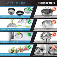 9Inch Stainless Steel Lotus Steaming Tray Folding Food Steamer Vegetable Fruit Food Basket Mesh Steamer Rack Cooking Cookware