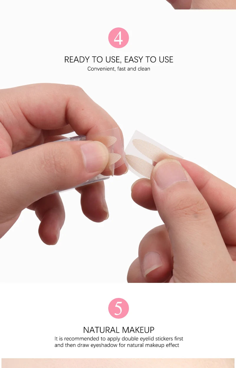 600Pcs/Box Big  Eyelid Tape Sticker Double Fold Self Adhesive Eyelid Tape Stickers S/L Makeup Clear Beige Invisible Tool