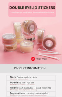 600Pcs/Box Big  Eyelid Tape Sticker Double Fold Self Adhesive Eyelid Tape Stickers S/L Makeup Clear Beige Invisible Tool