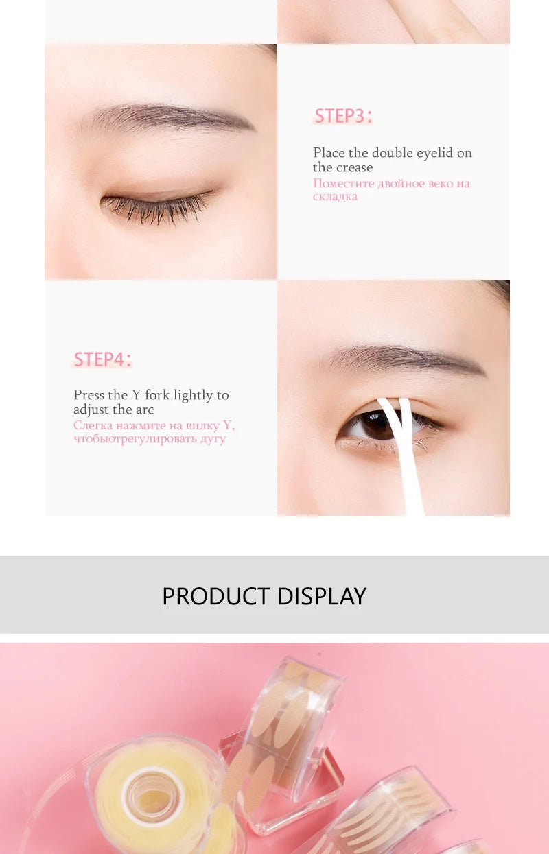 600Pcs/Box Big  Eyelid Tape Sticker Double Fold Self Adhesive Eyelid Tape Stickers S/L Makeup Clear Beige Invisible Tool