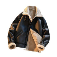 Men's Winter Fleece Cashmere Leather Coat