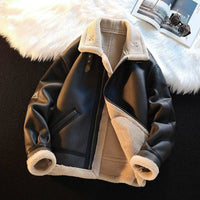 Men's Winter Fleece Cashmere Leather Coat