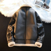 Men's Winter Fleece Cashmere Leather Coat