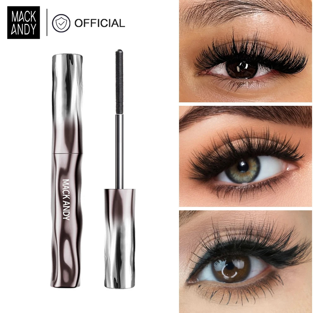 MACKANDY Waterproof 3D Lengthening Mascara Black Eyelash Extension Eye Lashs Brush Long-Wearing Silk Mascara Cosmetics Gift