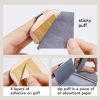 100 Sheets Bamboo Charcoal Oil Absorbing Paper Portable Powder Puff Mirror Facial Refreshing Oil Control Makeup Setting Sponge