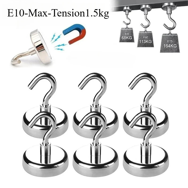 E10/12/16/32mm Strong Magnetic Hooks Multi-Purpose Storage Home Kitchen Bar Storage Key Storage Hooks Bathroom Hangers