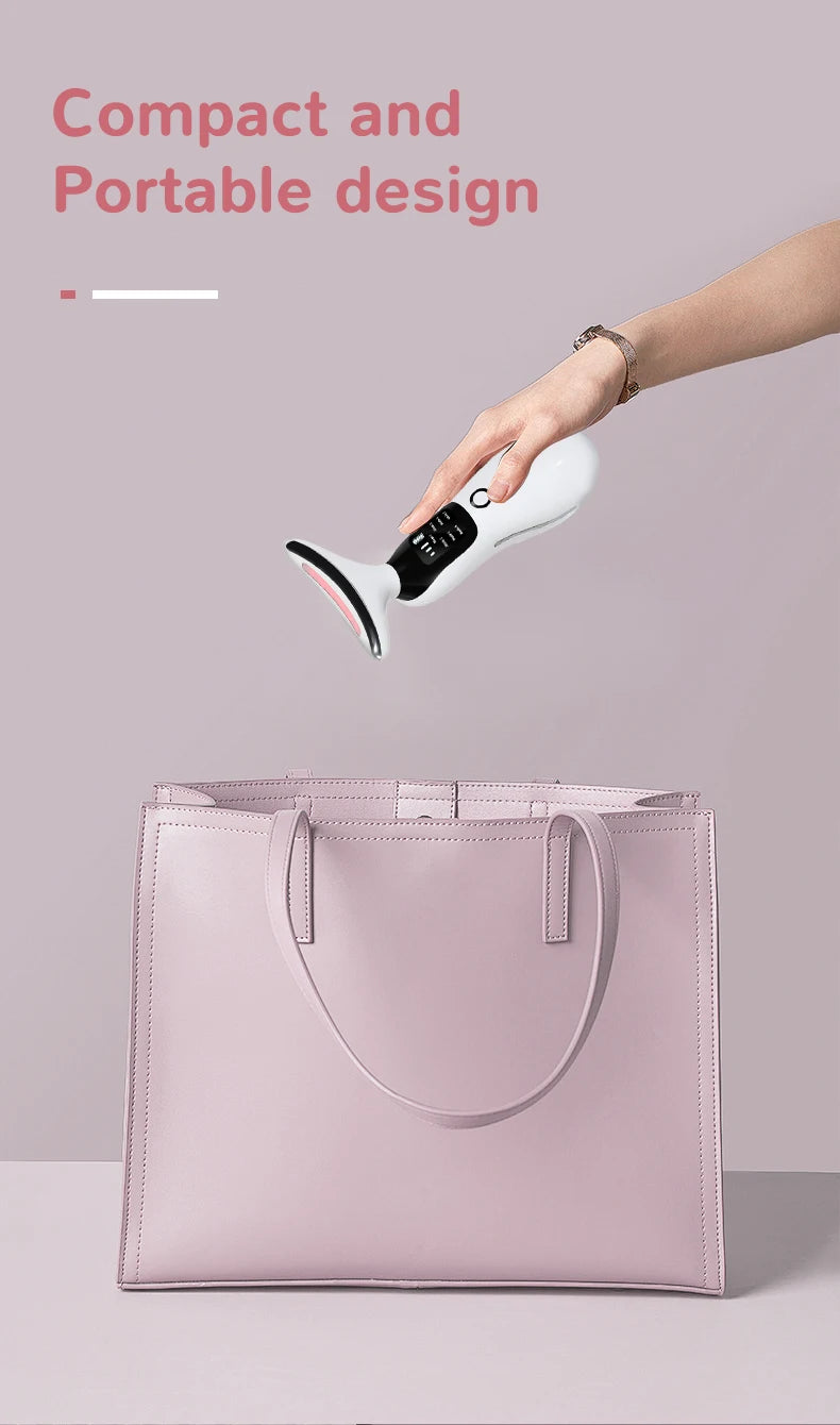 Neck Facial Massager Face Sculpting Tool with Rechargeable Base Microcurrent Beauty Device 7 Color LED Vibration for Skin Care