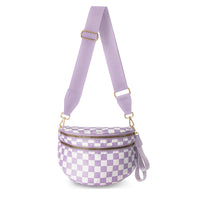 DOYOGI Black and White Checkered Spacious Bum Bag Crossbody Bags for Women Nylon Travel essentials Shoulder Bag Lady Light Bag