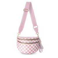 DOYOGI Black and White Checkered Spacious Bum Bag Crossbody Bags for Women Nylon Travel essentials Shoulder Bag Lady Light Bag