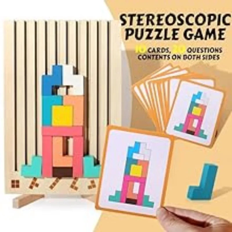 Wooden Puzzle Toy Stacking Game for Family Gathering Activity Brain Teaser STEM for Kids Adults Montessori Educational Sensory