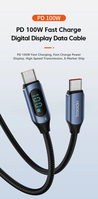 Toocki Type C to Type C Cable 100W PD Fast Charging Charger USB C to USB C Display Cable For Xiaomi POCO F3 Realme Macbook iPad