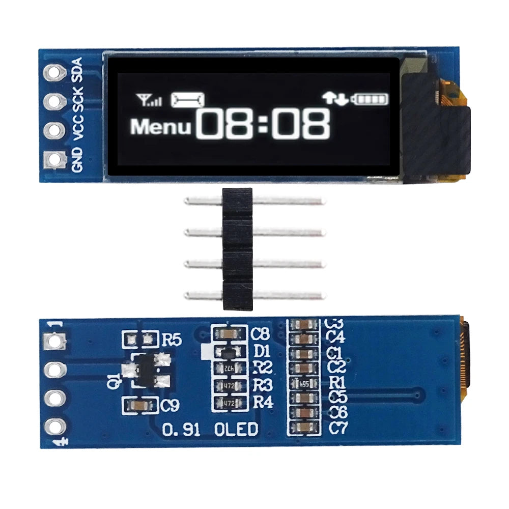 I2C OLED Display Module 0.91 Inch I2C SSD1306 OLED Display Module White / BLUE I2C OLED Screen Driver DC 3.3V~5V for Arduino