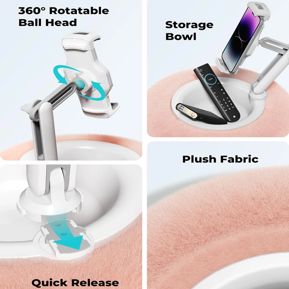 New 2025 Plush Pillow Phone Tablet Bracket Desktop Stand Adjustable Length Angle For Live Straming Video Chat Lazy Tablet Holder