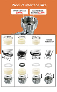 1080° Rotatable Extension Faucet Sprayer Head Water Tap Nozzle Universal Bathroom Tap Extend Adapter Aerator 2 Spray Modes