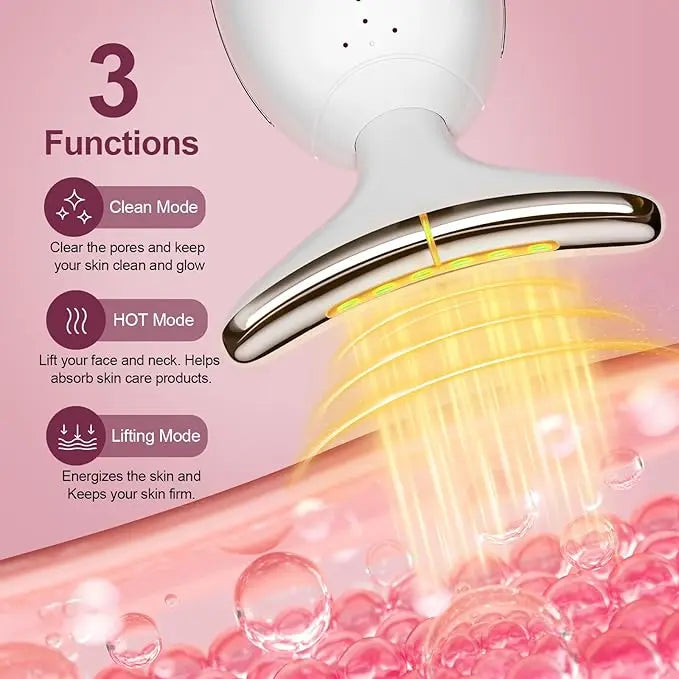 Facial and neck massager: women's red light therapy, skin lifting beauty device, 7-in-1 LED facial sculpting tool, suitable for