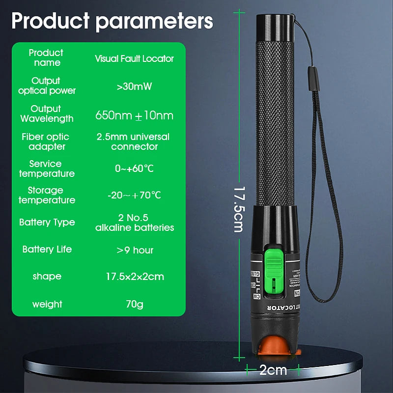 FTTH 30mW Visual Fault Locator Optical Fiber Cable Testrer Pen Style VFL 2.5mm Interface (SC/FC/ST) VFL Fiber Optic Tester Tool
