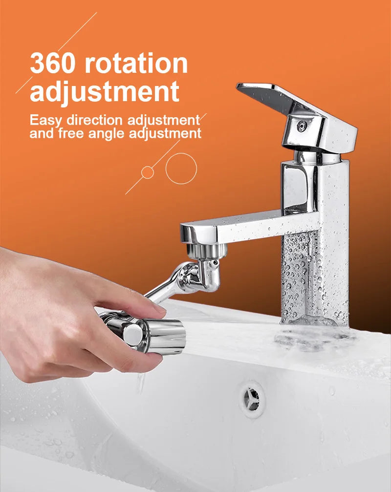1080° Rotatable Extension Faucet Sprayer Head Water Tap Nozzle Universal Bathroom Tap Extend Adapter Aerator 2 Spray Modes