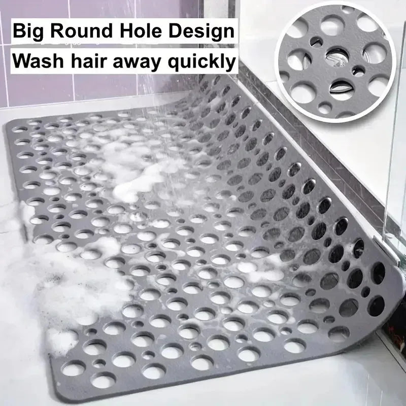 Square Non-slip Bathroom Mat with Suction Cup and Round Hole Design Shower Anti-fall Household Shower Massage Quick Drainage Mat