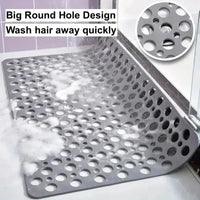 Square Non-slip Bathroom Mat with Suction Cup and Round Hole Design Shower Anti-fall Household Shower Massage Quick Drainage Mat