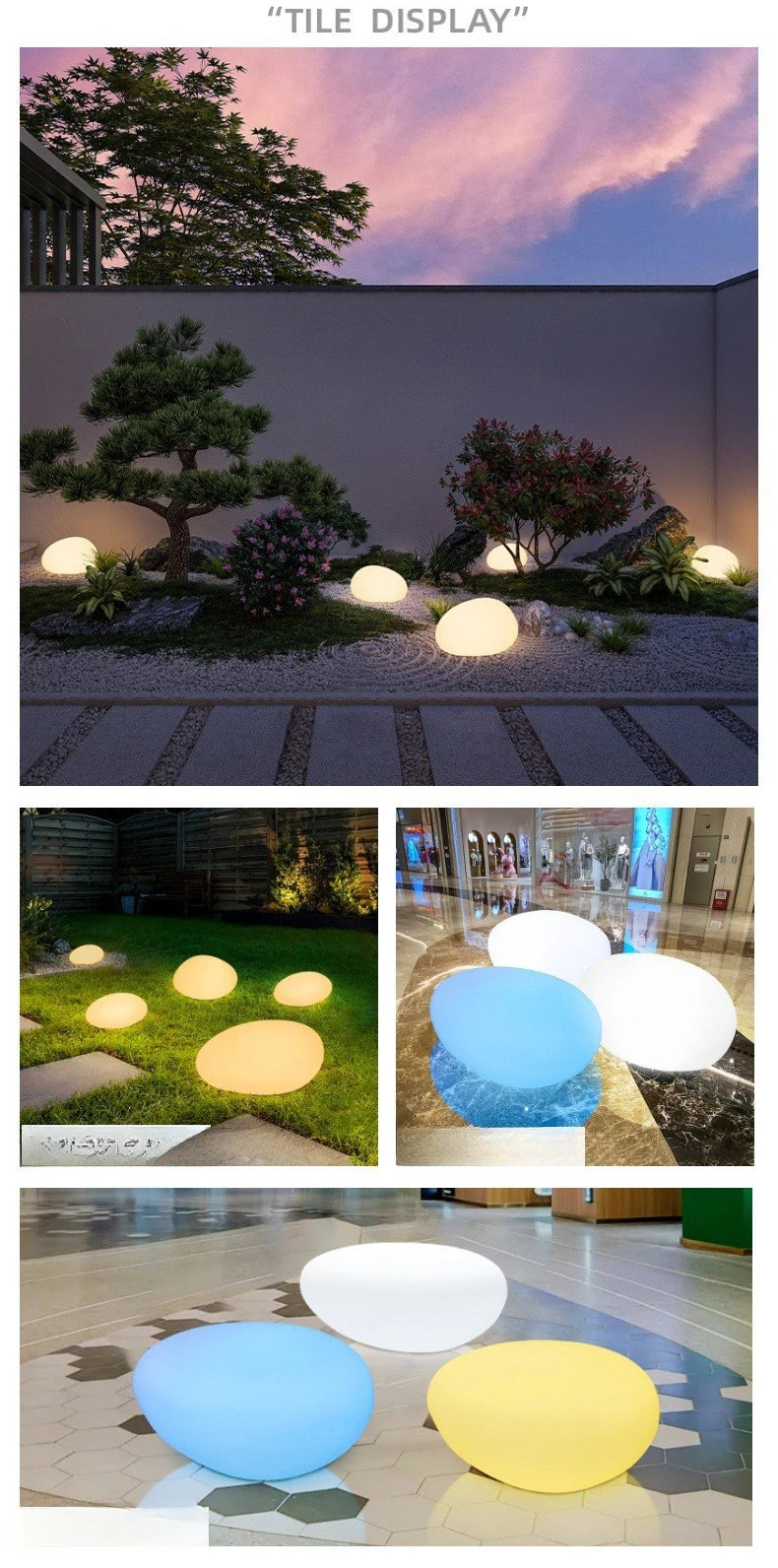 Solar Pebble Lights Outdoor Waterproof IP65, Decorative Garden Stone Lights for Pathway/Lawn/Yard, 8H Auto Lighting Solar Light