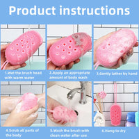 Double Side Silicone Bubble Bath Body Brush with Soap Storage Sponge Massage Scalp Scrubber Skin Clean Shower Exfoliating Mitt
