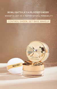 MACKANDY Original Silky Loose Powder Foundation, Lightweight Mineral Loose Powder Makeup Buildable Coverage, Talc Free, Vegan