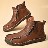 New Mens Genuine Leather Shoes Luxury Slip on Shoe Handmade Ankle Boots Comfortable Winter Fashion Mid Cut Handmade Zipper Shoes