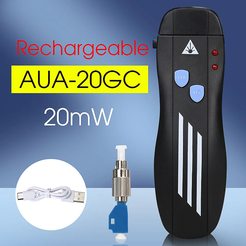 COMPTYCO FTTH Mini Visual Fault Locator 1/10/20/30/50mW Rechargeable VFL Fiber Optic Cable Tester SC/FC/ST 2.5mm Interface