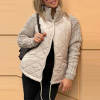 Jacket Women  Winter Coat Women Full Sleeve Zip-up Padded Coat Autumn