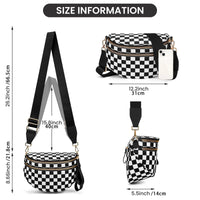 DOYOGI Black and White Checkered Spacious Bum Bag Crossbody Bags for Women Nylon Travel essentials Shoulder Bag Lady Light Bag