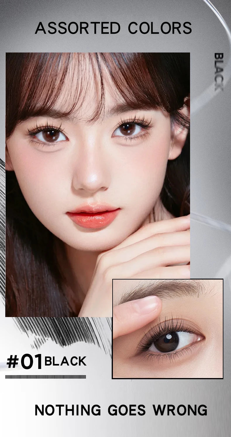 MACKANDY Waterproof 3D Lengthening Mascara Black Eyelash Extension Eye Lashs Brush Long-Wearing Silk Mascara Cosmetics Gift