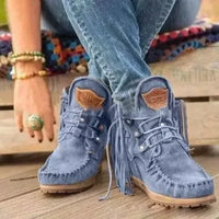 Boots Women 2024 Plus Size Tassel Short  Autumn and Winter New Flat Boots Retro Fashion Thick Sole Ankle Keep Women Boots  Goth