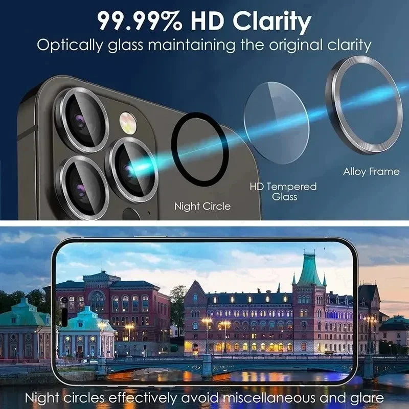 3-2pcs Camera Lens Protector For iPhone 12 13 14 15 Pro Max 13 Mini Metal Ring Protector Glass Camera Lens For iPhone 15 Pro Max