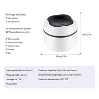 Mini Wax Heater Machine 40g Silicone Bowl Wax Warmer Nose Ear Hair Removal Waxing Kit Wax Bean Wax Heating Melting Pot Melter