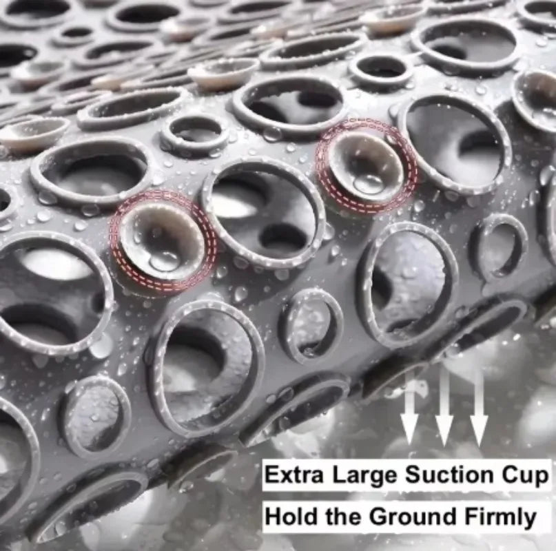 Square Non-slip Bathroom Mat with Suction Cup and Round Hole Design Shower Anti-fall Household Shower Massage Quick Drainage Mat