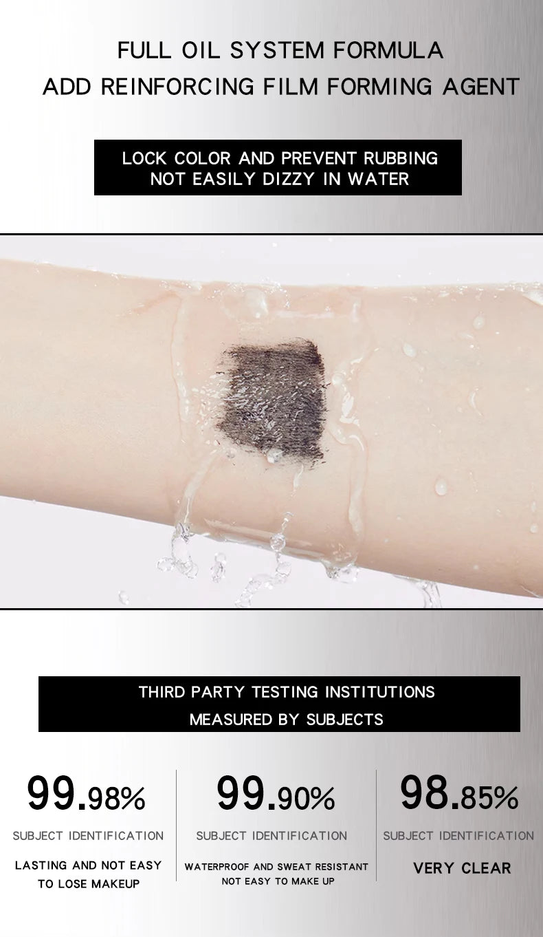 MACKANDY Waterproof 3D Lengthening Mascara Black Eyelash Extension Eye Lashs Brush Long-Wearing Silk Mascara Cosmetics Gift