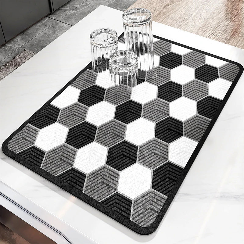 Napa Skin Drain Mat Kitchen Rubber Dish Drying Pad Super Absorbent Drainer Mats Tableware Bottle Rug Kitchen Dinnerware Placemat
