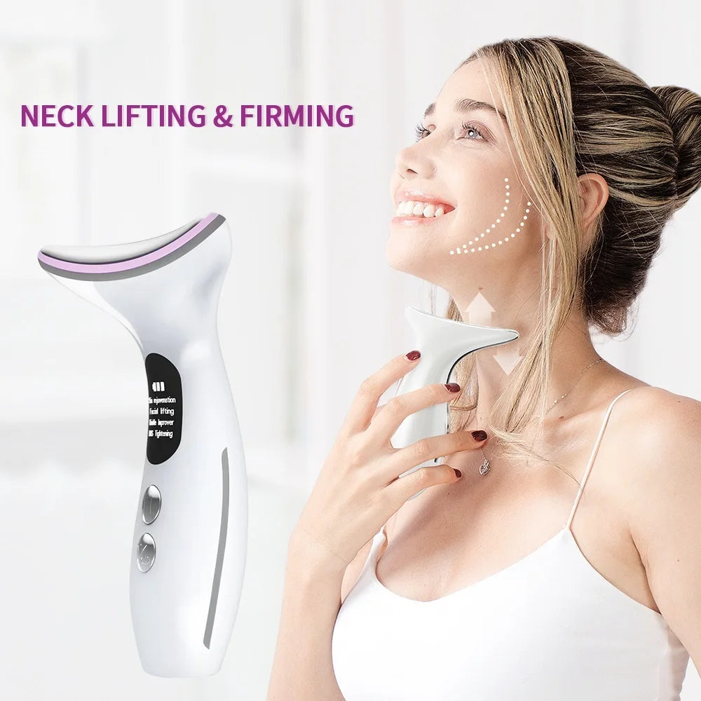Neck Face Lifting Massager Face V Line Chin Lift Up Double Chin Remover Anti Neck Wrinkle 3 Colors LED Facial Neck Beauty Device