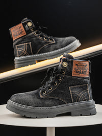 Men's high top denim boots, casual sports shoes, trendy and fashionable men's boots