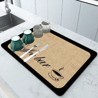 Napa Skin Drain Mat Kitchen Rubber Dish Drying Pad Super Absorbent Drainer Mats Tableware Bottle Rug Kitchen Dinnerware Placemat