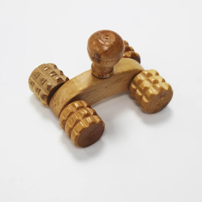 Solid Wood Full-body 4 Wheels Wooden Car Roller Relaxing Hand Massage Tool Reflexology Face Hand Foot Back Body Therapy Product