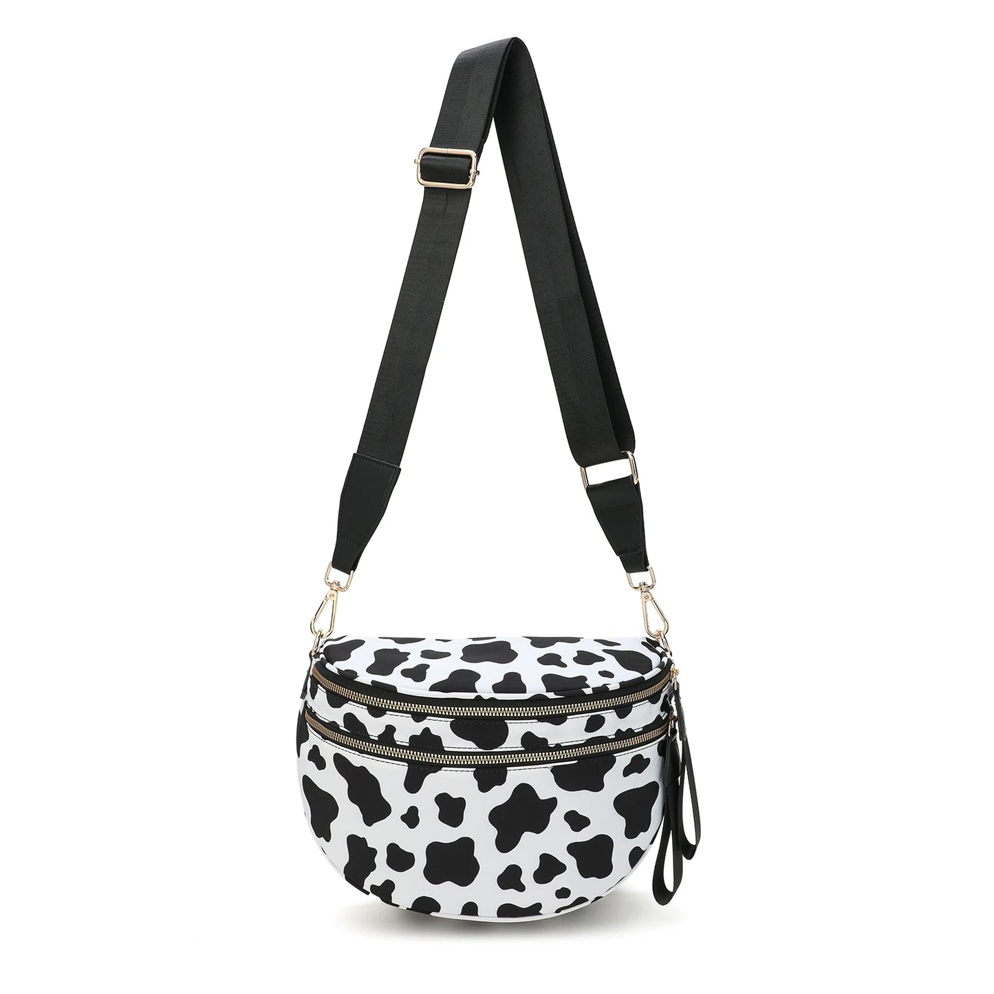 DOYOGI Black and White Checkered Spacious Bum Bag Crossbody Bags for Women Nylon Travel essentials Shoulder Bag Lady Light Bag